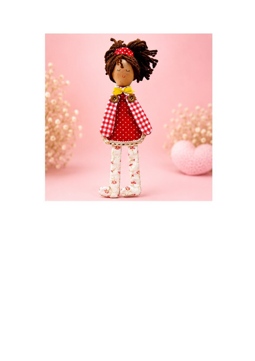MARCAPAGINAS MUÑECA ROJA CABELLO OSCURO